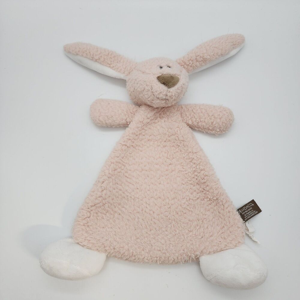 Demdaco Pink Bunny Lovey Plush 11" Rattle Triangle Shape Sherpa Security 2018